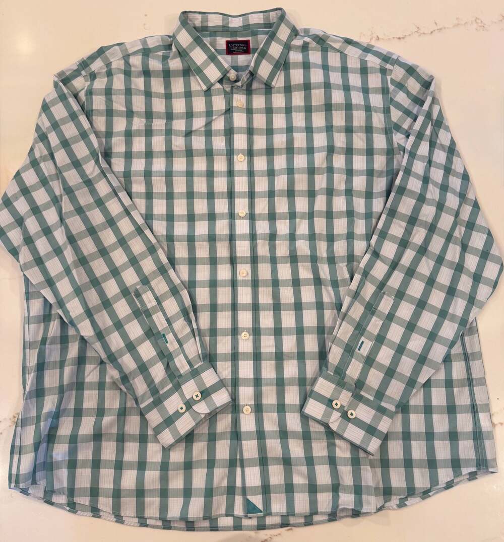 UNTUCKit Men's Green & White Gingham Relaxed Fit Wrinkle-Free Button-Down XXXL